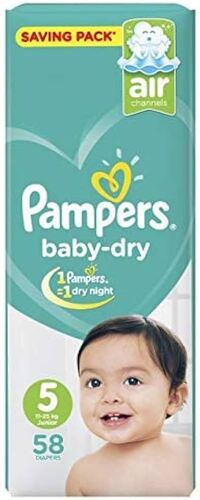 PAMPERS SIZE 5 58  PCS