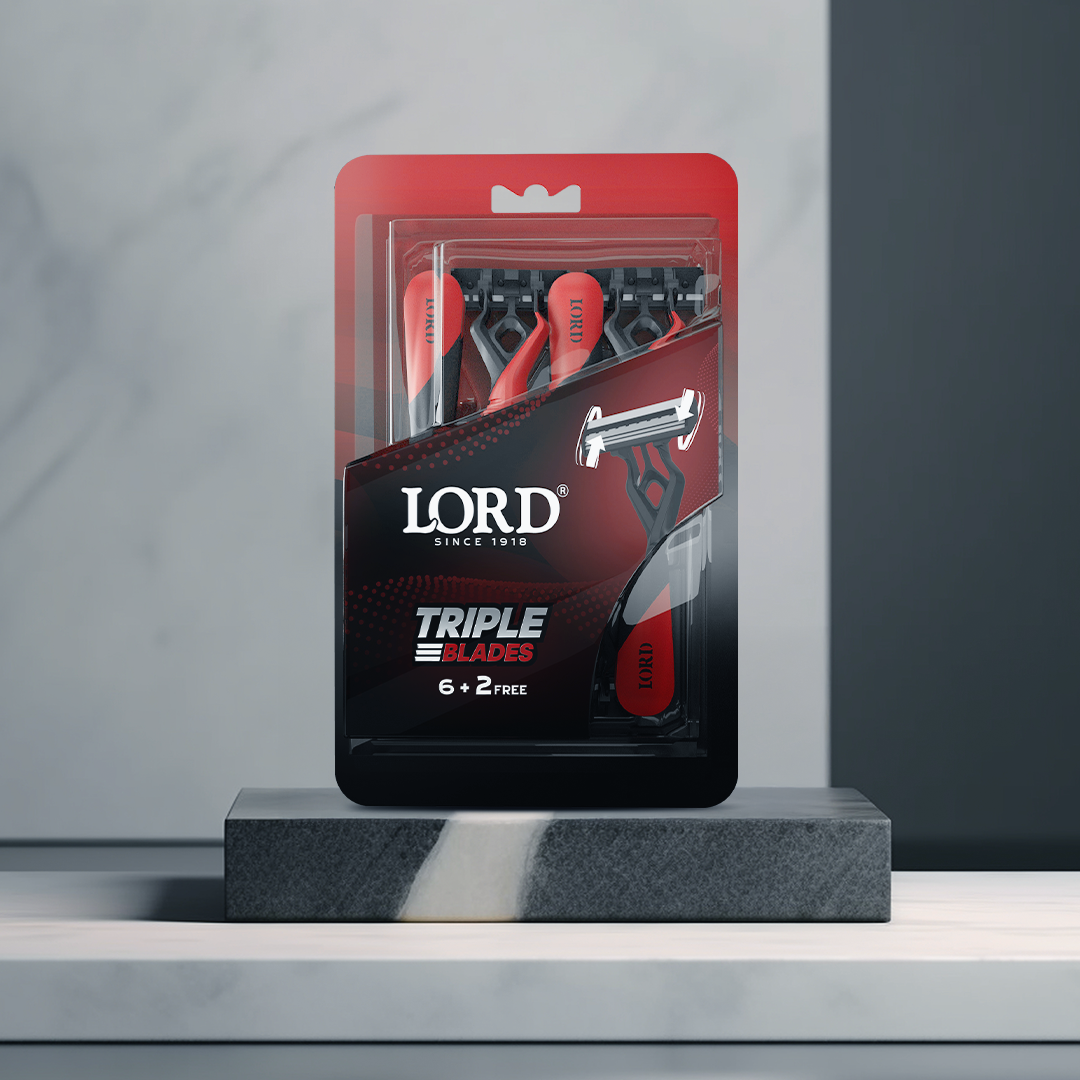 LORD Triple Blades Disposable Razors 6+2 free Red (Premium pack)